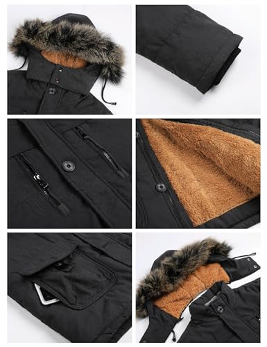 Tanming Men's Thicken Warm Winter Coat Mountain Ski Snowboard Jacket Hooded Parkas (Large, Black)