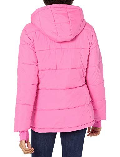 Amazon Essentials Women's Heavyweight Long-Sleeve Hooded Puffer Coat (Available in Plus Size), Neon Pink, X-Small