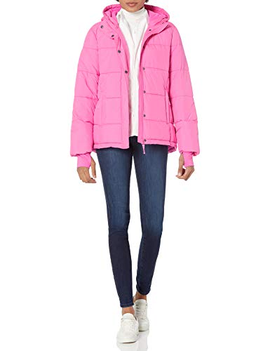 Amazon Essentials Women's Heavyweight Long-Sleeve Hooded Puffer Coat (Available in Plus Size), Neon Pink, X-Small