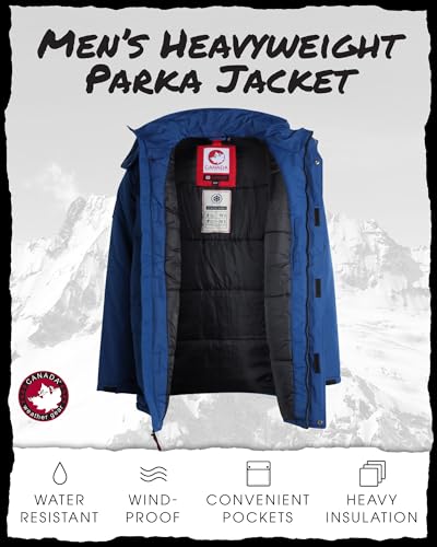 CANADA WEATHER GEAR Men's Winter Coat - Heavyweight Teflon Canvas Cargo Parka Jacket (M-XXL), Size 3X-Large, Northern Night