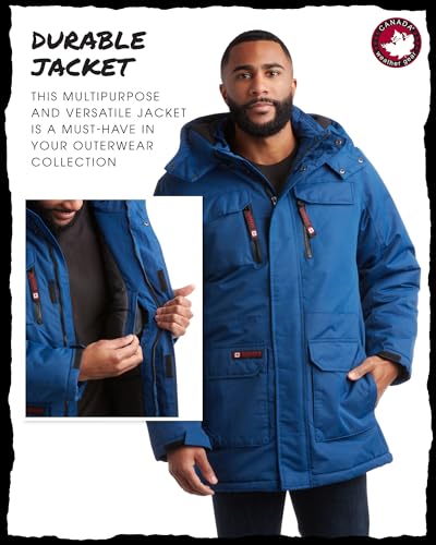CANADA WEATHER GEAR Men's Winter Coat - Heavyweight Teflon Canvas Cargo Parka Jacket (M-XXL), Size 3X-Large, Northern Night