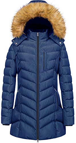 CREATMO US Women's Plus Size Waterproof Coat Down Alternative Parka Puffer Ski Jacket Cozy Coat Navy 3XL