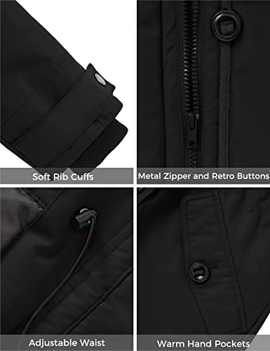 wantdo Women's Puffy Coat Military Winter Mountain Travel Parka Coat Jackets Black XL