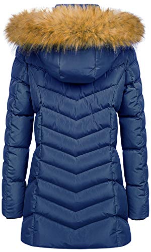 CREATMO US Women's Plus Size Waterproof Coat Down Alternative Parka Puffer Ski Jacket Cozy Coat Navy 3XL