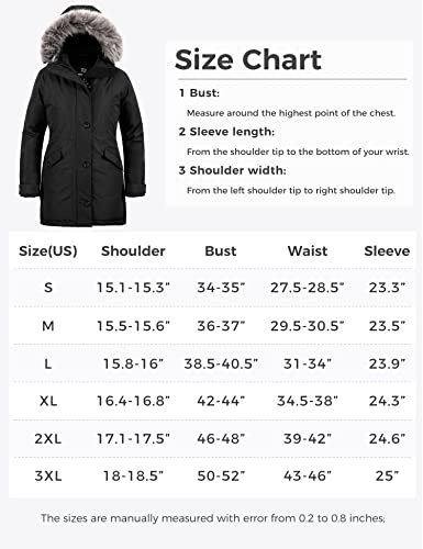 wantdo Women's Puffy Coat Military Winter Mountain Travel Parka Coat Jackets Black XL