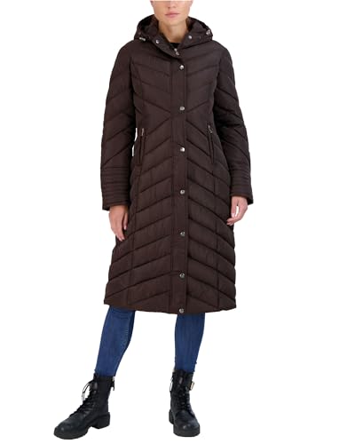 Madden Girl Women’s Winter Jacket – Long Length Quilted Maxi Puffer Parka Coat (S-3X), Size 1X, Chocolate