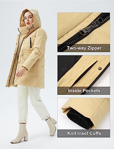 Orolay Women's Puffer Winter Down Coat Thickened Parka Jacket with Hood White S