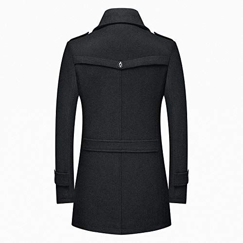 INVACHI Men's Casual Wool Blend Pea Coat Notched Collar Single Breasted Overcoat Warm Winter Trench Coat