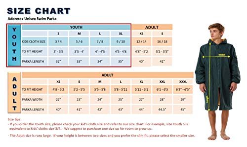 Adoretex Unisex Swim Parka Water Resistant Warm Coat Water Sports Swim Parka for Adults & Kids-PK005-Navy/Black-AS