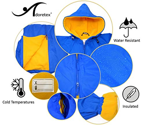 Adoretex Unisex Swim Parka Water Resistant Warm Coat Water Sports Swim Parka for Adults & Kids-PK005-Navy/Black-AS