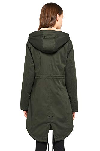Orolay Women's Thicken Fleece Lined Parka Winter Coat Hooded Jacket with Pockets Deep Forest XXL