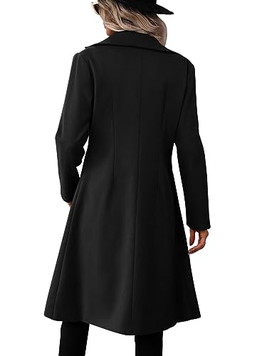 Danedvi Womens Long Double Breasted Coats Lapel Collar Wool Blend Pea Coat Winter Slim Fit Jackets Trench Coat Outwear