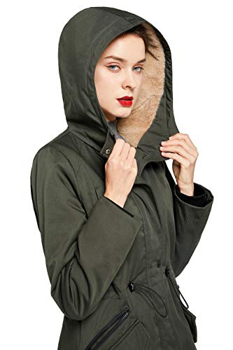 Orolay Women's Thicken Fleece Lined Parka Winter Coat Hooded Jacket with Pockets Deep Forest XXL