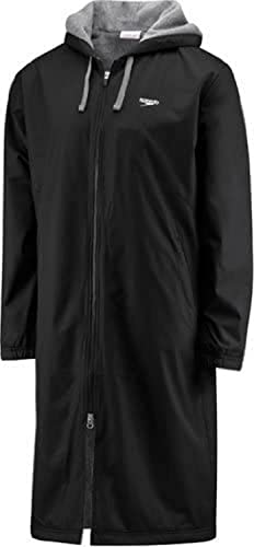 Speedo unisex adult Parka Jacket Fleece Lined Team Colors Swimsuit, Speedo Black, X-Large US