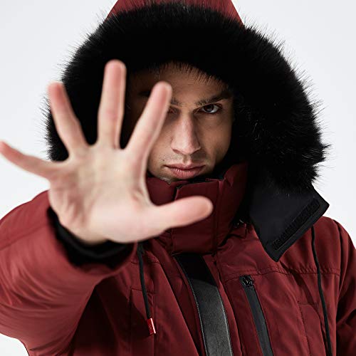 WEEN CHARM Men's Warm Parka Jacket Water Resistant Puffer Jacket Long Winter Coat with Detachable Hood Faux-Fur Trim