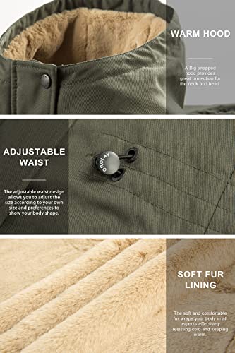Orolay Women's Thicken Fleece Lined Parka Winter Coat Hooded Jacket with Pockets Deep Forest XXL