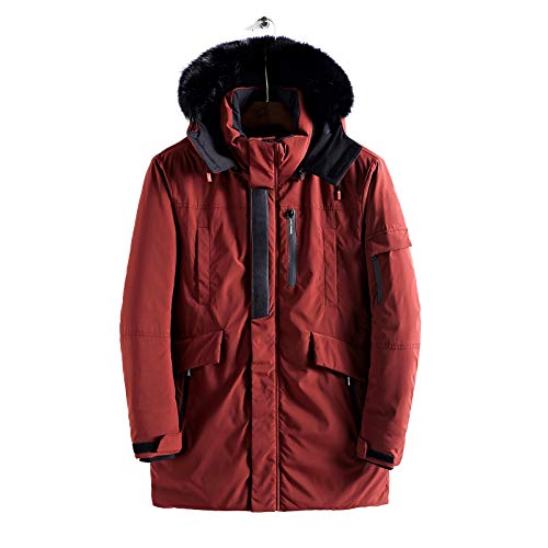 WEEN CHARM Men's Warm Parka Jacket Water Resistant Puffer Jacket Long Winter Coat with Detachable Hood Faux-Fur Trim