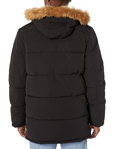 Tommy Hilfiger Mens Arctic Cloth Heavyweight Performance Parka Down Alternative Outerwear Coat, Black, Medium US