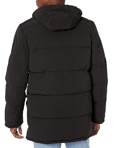 Tommy Hilfiger Mens Arctic Cloth Heavyweight Performance Parka Down Alternative Outerwear Coat, Black, Medium US