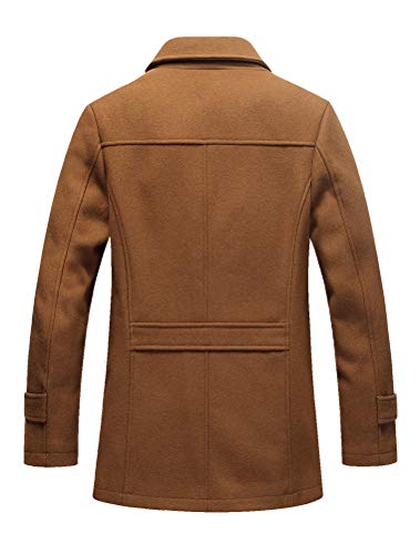 Litteking Men's Winter Pea Coat Casual Woolen Trench Coat Single Breasted Short Wool Jacket Gray M