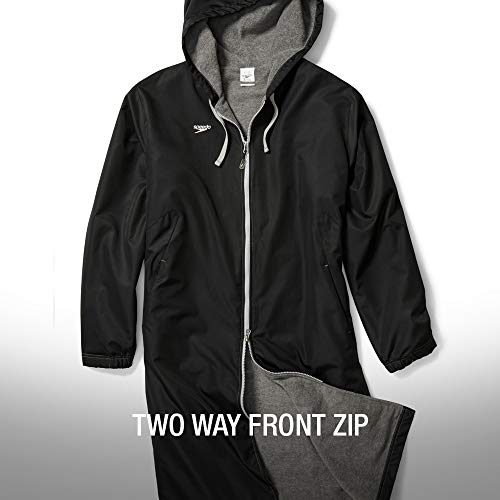 Speedo unisex adult Parka Jacket Fleece Lined Team Colors Swimsuit, Speedo Black, X-Large US