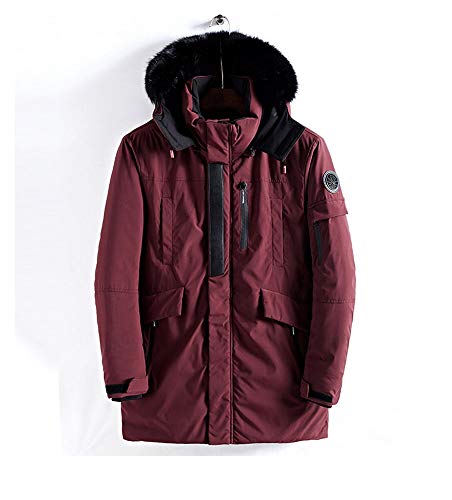 WEEN CHARM Men's Warm Parka Jacket Water Resistant Puffer Jacket Long Winter Coat with Detachable Hood Faux-Fur Trim