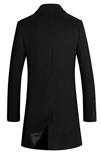 HXW.GJQ Men's Premium Wool Blend Double Breasted Long Pea Coat (as1, alpha, l, regular, regular, Black)