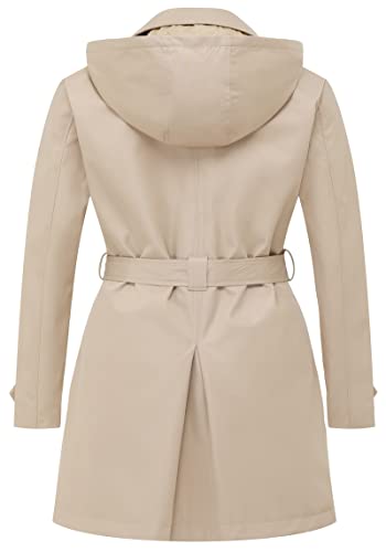 CREATMO US Plus Size Rain Coats for Women Dress Coat Long Trenchcoat Double Breasted Trench Water Resistant Classic Peacoat With Belt Khaki 5X
