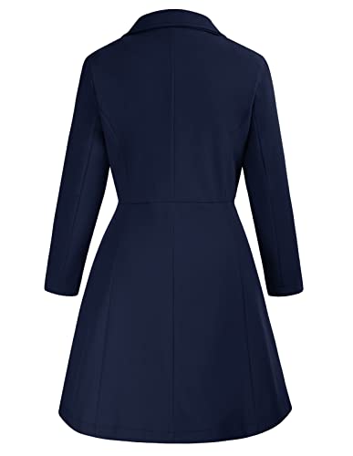 Hanna Nikole Cute Winter Coats Plus Size Lapel Collar Double Breasted Navy Peacoat for Women 22W 4X