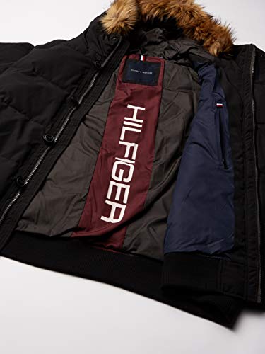Tommy Hilfiger Mens Arctic Cloth Heavyweight Performance Parka Down Alternative Outerwear Coat, Black, Medium US