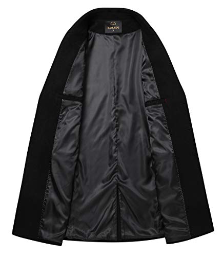HXW.GJQ Men's Premium Wool Blend Double Breasted Long Pea Coat (as1, alpha, l, regular, regular, Black)