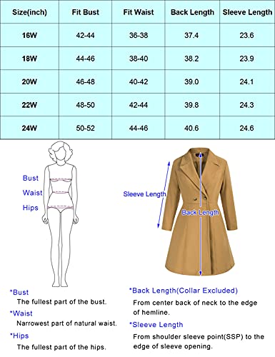 Hanna Nikole Cute Winter Coats Plus Size Lapel Collar Double Breasted Navy Peacoat for Women 22W 4X