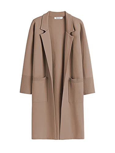 ANRABESS Women Cardigan Sweater Jackets Open Front Thick Knit Oversized Blazer Coatigan 2024 Fall Winter Long Coats Outwear Khaki Large