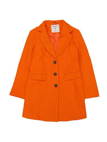 Allegra K Women's 2024 Pea Coat Single Breasted Long Winter Coats for Women Medium Orange