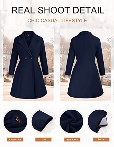 Hanna Nikole Cute Winter Coats Plus Size Lapel Collar Double Breasted Navy Peacoat for Women 22W 4X