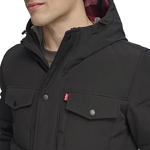 Levi's Men's Arctic Cloth Quilted Performance Parka, New Black