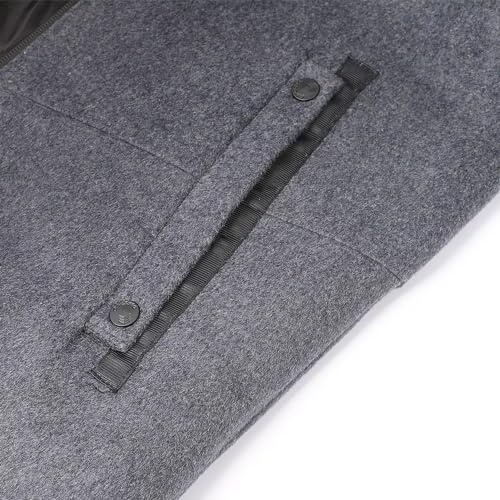 ELETOP Men's Wool Coat Classic Hooded Trench Coat Winter Long Jacket Pea Coat 1812 Grey XL