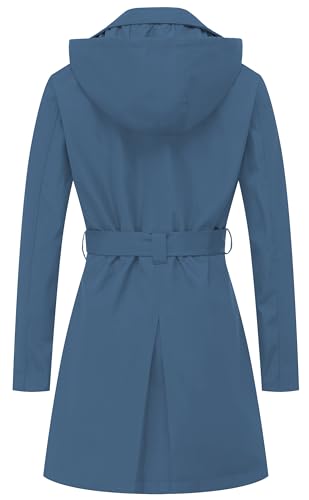 Chrisuno Peacoat Womens Coat Womens Trench Coat Women's Trench Coats Double-Breasted Long Coat with Belt Dark Blue 2XL