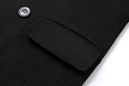 HXW.GJQ Men's Premium Wool Blend Double Breasted Long Pea Coat (as1, alpha, l, regular, regular, Black)