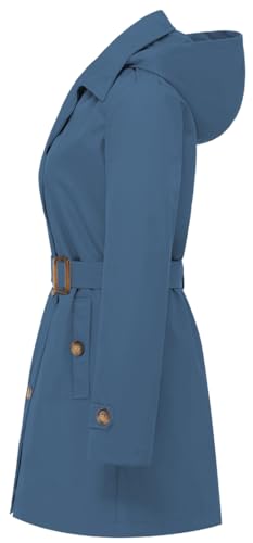 Chrisuno Peacoat Womens Coat Womens Trench Coat Women's Trench Coats Double-Breasted Long Coat with Belt Dark Blue 2XL