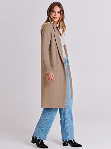 ANRABESS Women Cardigan Sweater Jackets Open Front Thick Knit Oversized Blazer Coatigan 2024 Fall Winter Long Coats Outwear Khaki Large