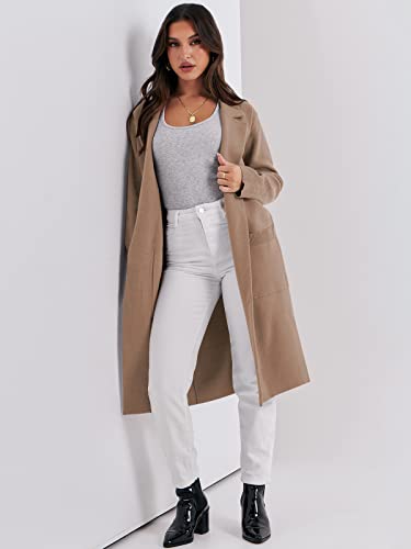ANRABESS Women Cardigan Sweater Jackets Open Front Thick Knit Oversized Blazer Coatigan 2024 Fall Winter Long Coats Outwear Khaki Large