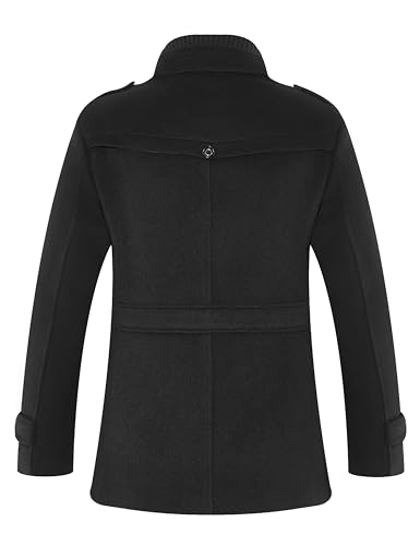 APTRO Men's Pea Coat Wool Jacket Windbreaker Single Breasted Winter Coat 1108 Black L
