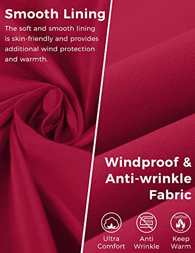 wantdo Plus Size Womens Trench Coat Mid Length Double Breasted Trench Jacket Classic Waterproof Peacoat with Belt Red 3X