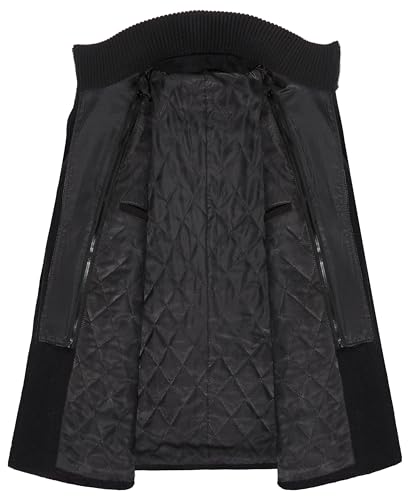 APTRO Men's Pea Coat Wool Jacket Windbreaker Single Breasted Winter Coat 1108 Black L
