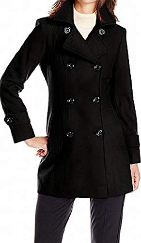 Anne Klein womens 6121147f93 Pea Coat, Black, Large US
