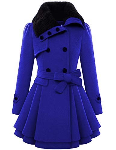 Zeagoo Women Pea Coats Swing Wool Trench Coat Dressy Jackets Winter Long Overcoat With Belt