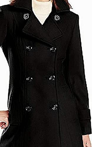 Anne Klein womens 6121147f93 Pea Coat, Black, Large US