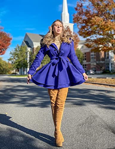 Zeagoo Women Pea Coats Swing Wool Trench Coat Dressy Jackets Winter Long Overcoat With Belt
