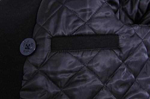 Seibertron Men's Woolen Coat US Navy Type 80% Wool USN Pea Coat Black L
